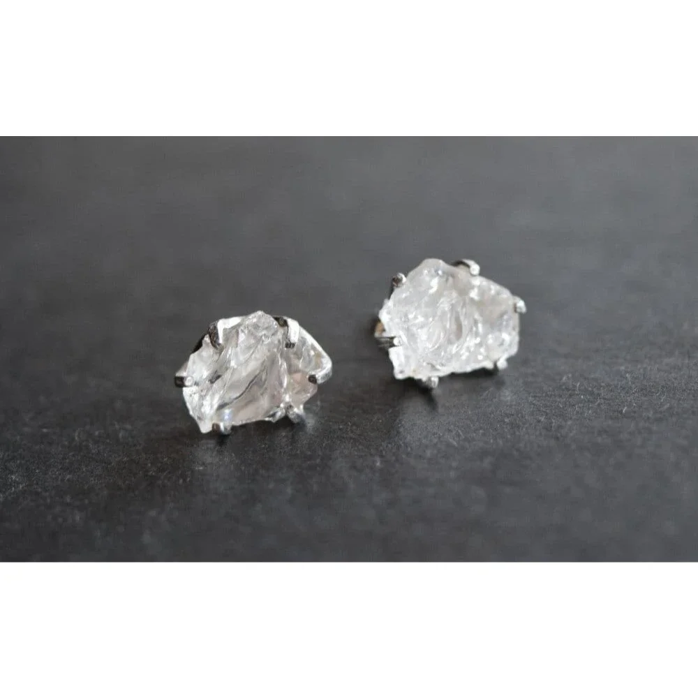 Lake County diamond earrings, 925 sterling silver, raw gemstones